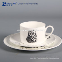 Neue Knochen China Keramik Kaffeetasse und Abendessen Platten Tier Foto Geschirr Set